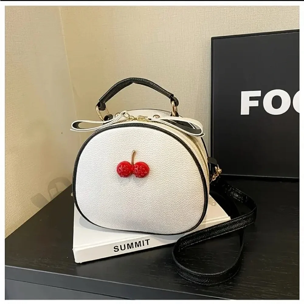 New Cherry Accent Black Crossbody Bag Trendy & Fashion - Picture 3 of 7